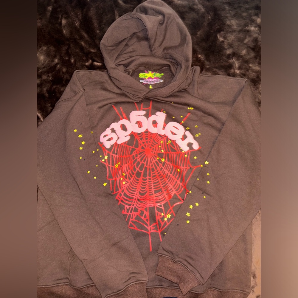 Brown Sp5der Web Hoodie Large